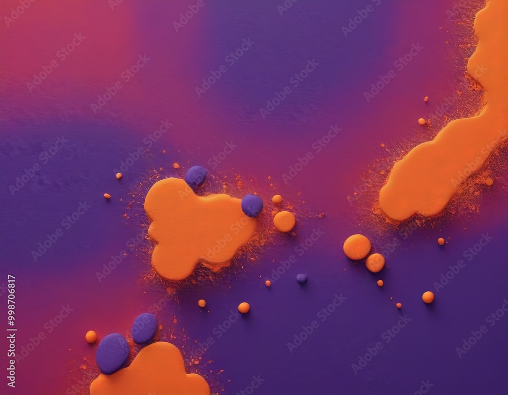 Leinwandbilder abstract composition featuring orange and purple splatters and dots on a gradient background