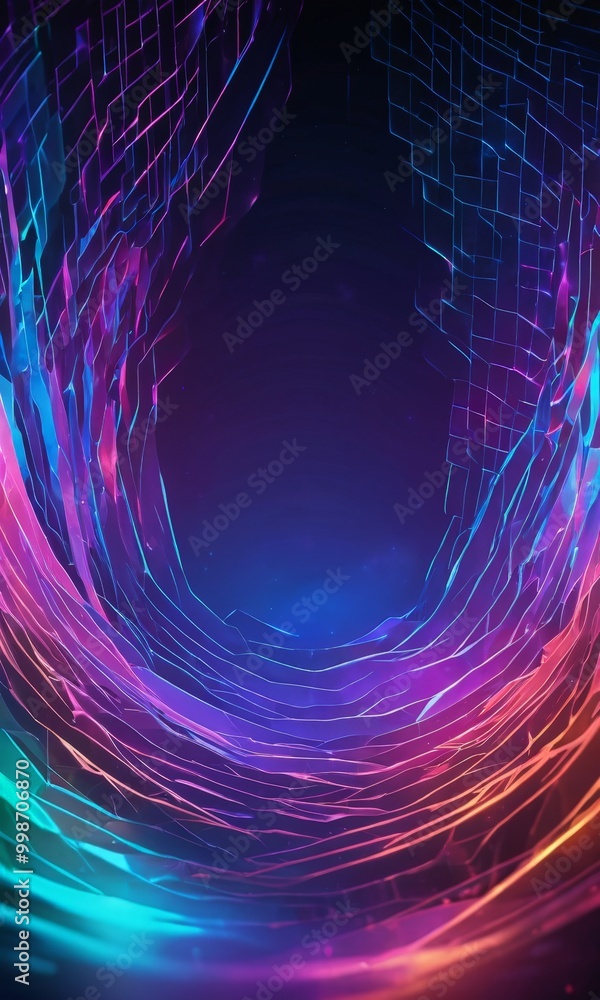Aufkleber a digital art piece featuring a complex network of lines and curves, creating a sense of depth and dimensionality. The lines and curves are arranged in a spiral pattern, with