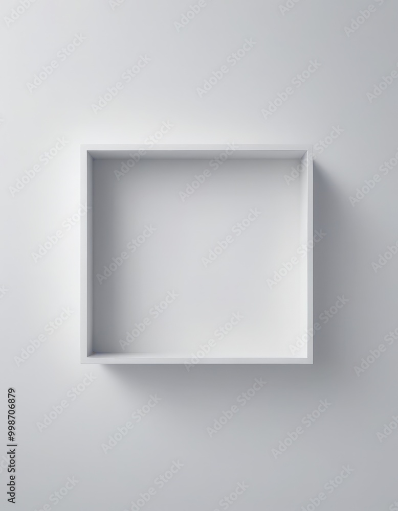 Leinwandbilder a minimalist white rectangular frame is centered against a plain white background