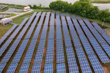 Engineer Inspecting Solar Panels at Power Plant
