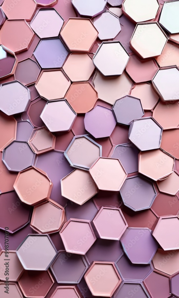 Leinwandbilder a repeating pattern of hexagonal shapes in various shades of pink, purple, and white, creating a visually striking and abstract composition