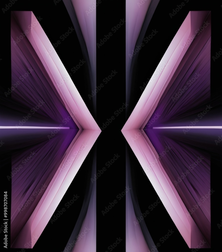 Leinwandbilder a symmetrical pattern of intersecting lines and curves in shades of purple and black, creating a visually striking and abstract design