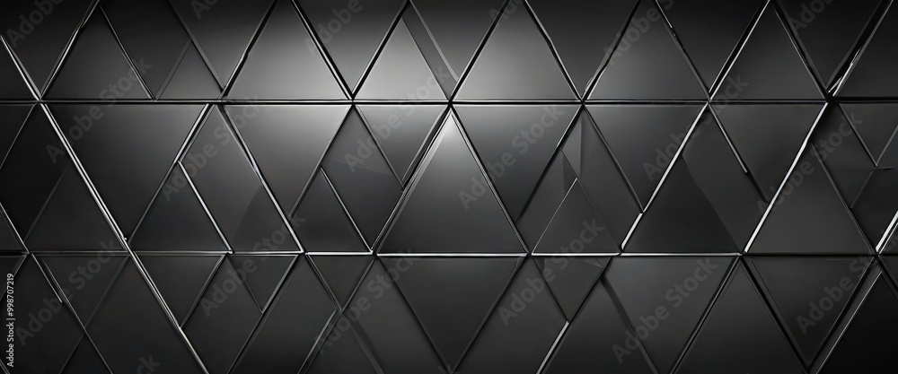 Poster a repeating pattern of black and white triangles arranged in a grid-like fashion, creating a visually striking and geometric design.