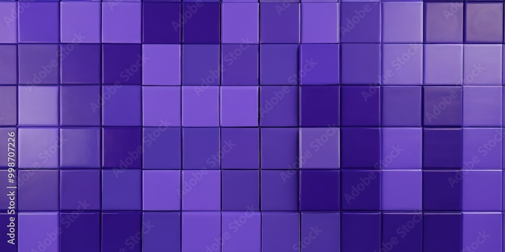Poster A grid of square tiles in various shades of purple, creating a visually striking and harmonious pattern.