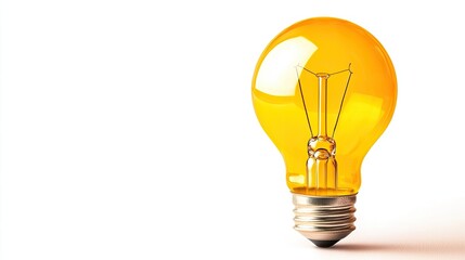 Yellow light bulb, white isolated background