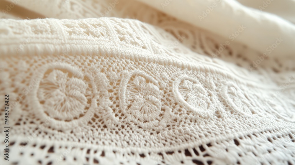 Wall mural Intricate lace pattern on traditional russian kerchief for elegant design