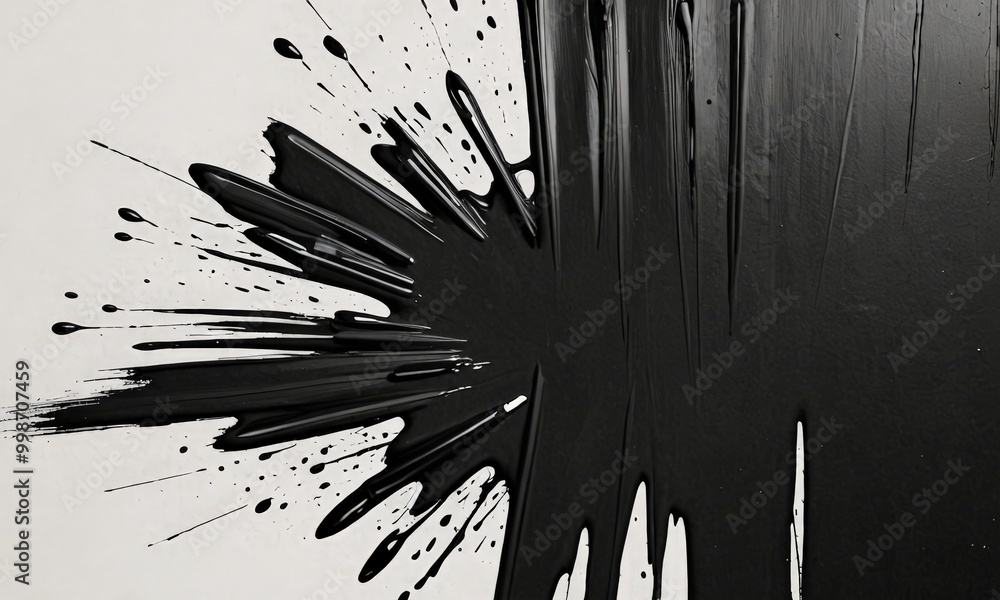 Aufkleber a black and white abstract image featuring a large splash of paint on a white background.