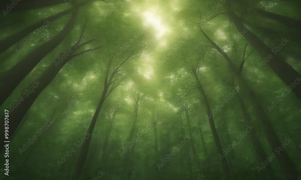Leinwandbilder a dense, lush forest with tall trees reaching towards the sky, creating a sense of depth and mystery