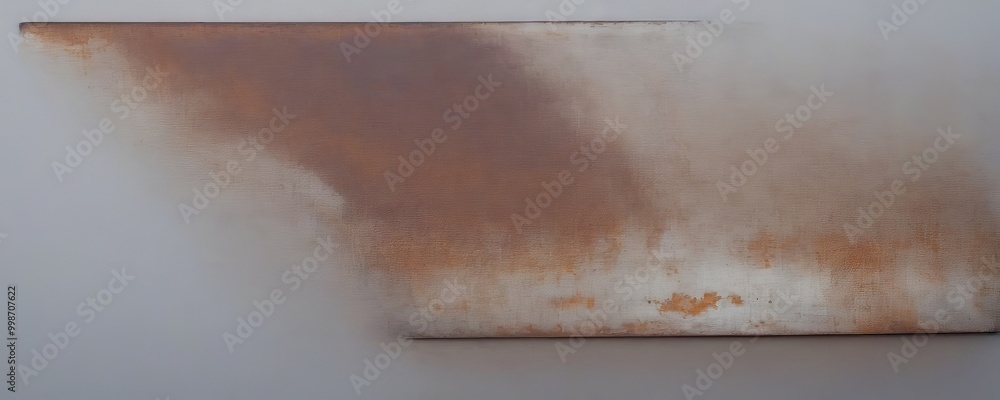 Poster a close-up view rusted metal surface, with a reddish-brown hue and a rough texture The background is a light gray color, providing a contrast to the rusted metal