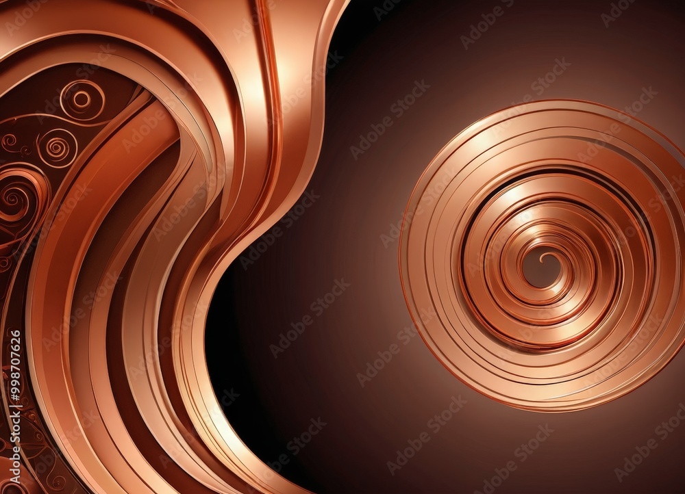 Poster a striking abstract composition of overlapping concentric circles in shades of brown and black, creating a sense of depth and movement