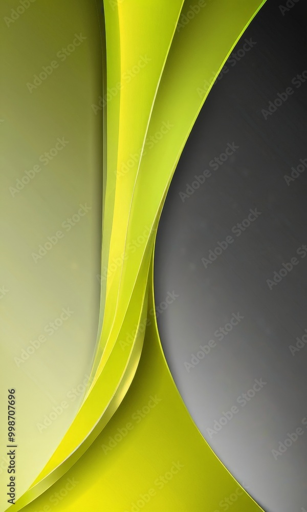 Poster a striking abstract composition of curved lines in various shades of green and black, creating a dynamic and visually captivating effect