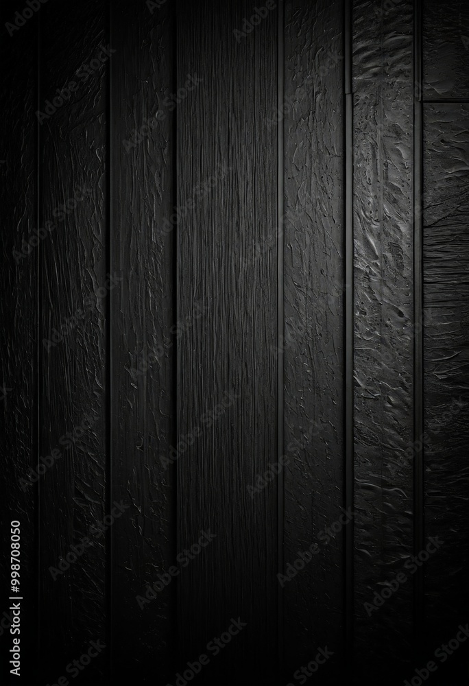 Poster a dark, textured wooden wall with vertical lines, creating a sense of depth and dimension