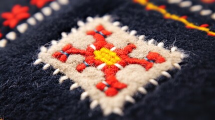 Kyrgyz felt hat craftsmanship detail: traditional kalpak embroidery for cultural appreciation