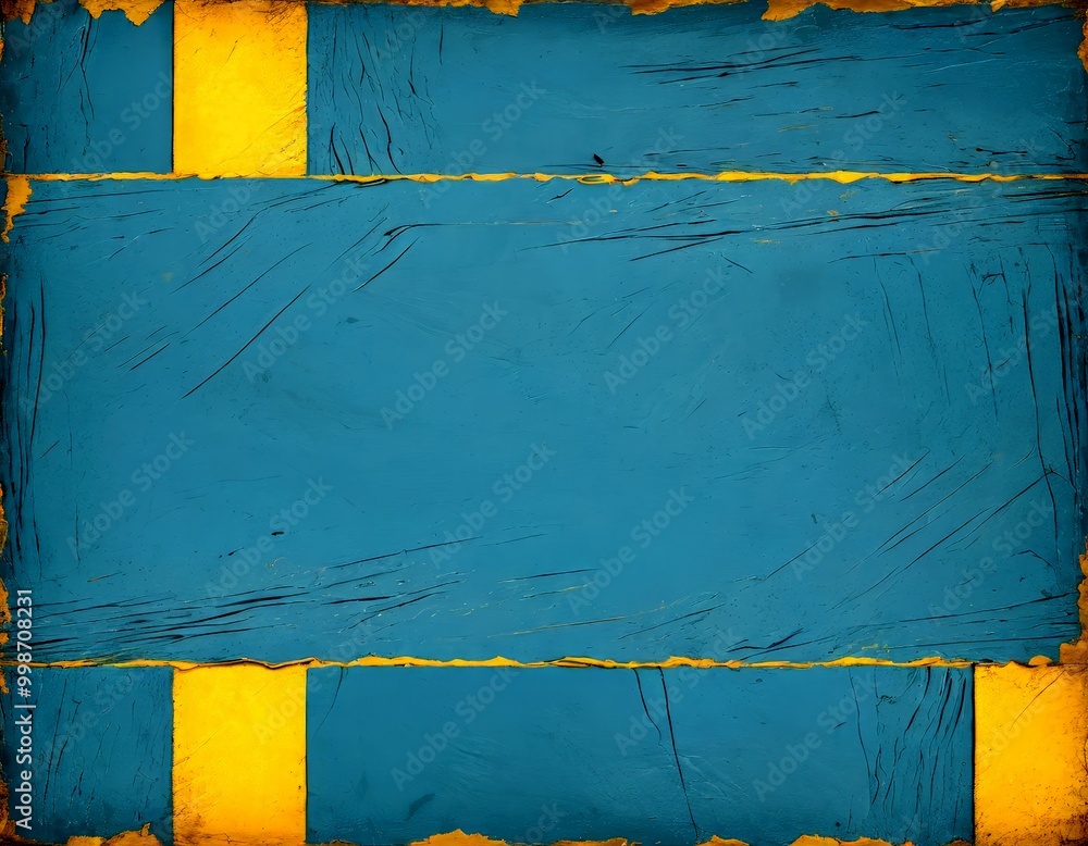 Aufkleber a textured blue background with yellow vertical stripes, creating a striking contrast