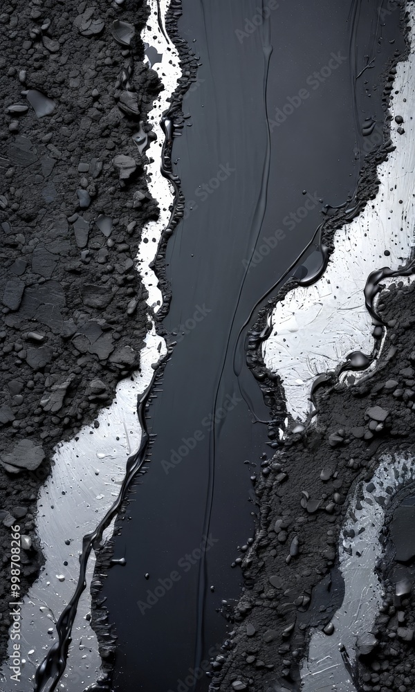 Fototapete a close-up view dark, textured surface with a white line running through it, creating a sense of depth and movement