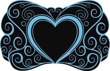 Ornate decorative frame with heart and swirls.

