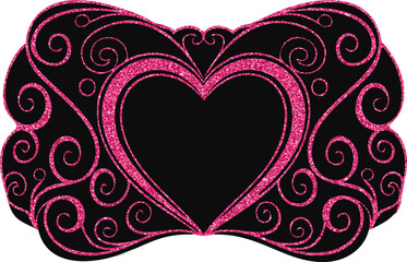 Ornate decorative frame with heart and swirls.
