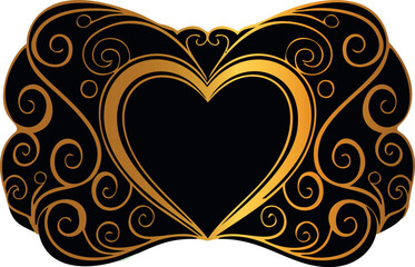 Ornate decorative frame with heart and swirls.

