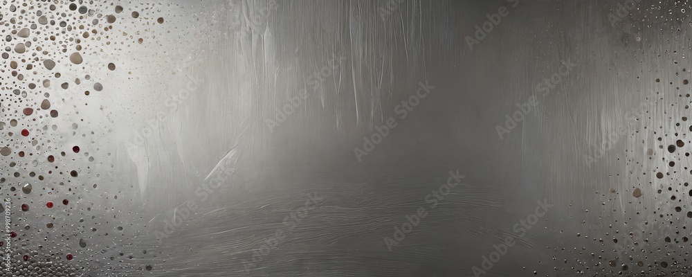 Poster a close-up view textured, metallic surface with a pattern of small circular dots and lines, creating a sense of depth and movement