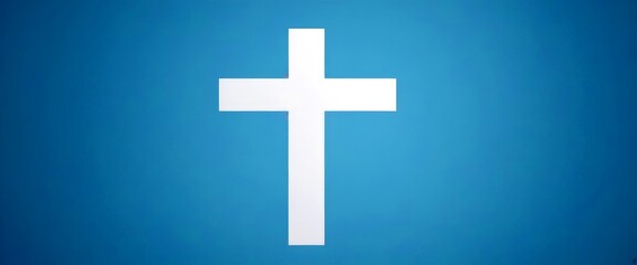 Obraz premium A white cross against a blue background