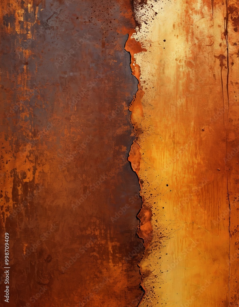 Poster a close-up view textured surface with a distinct vertical line running through it, creating a sense of depth and dimension The colors used are warm, with a mix of