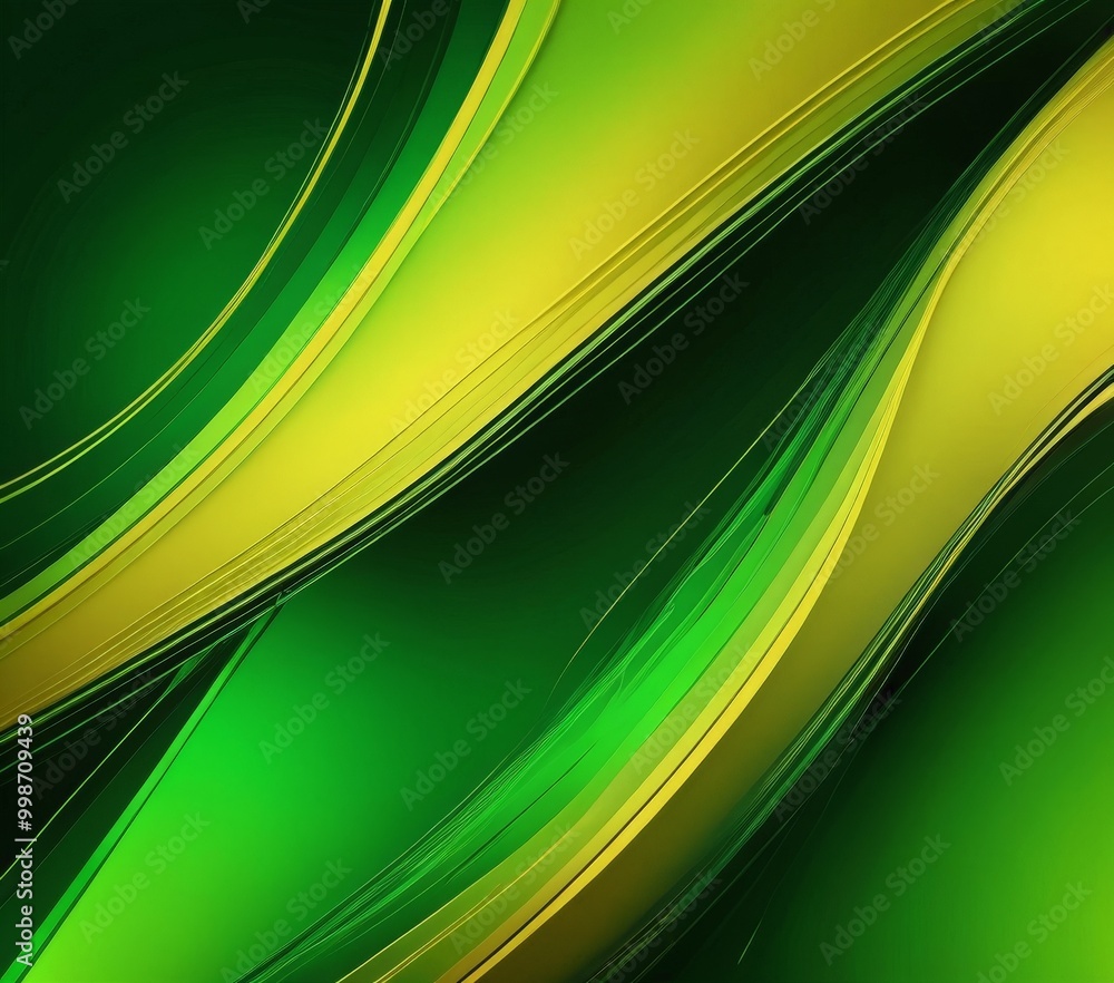 Poster a vibrant abstract composition of intersecting green and yellow lines, creating a dynamic and visually striking pattern