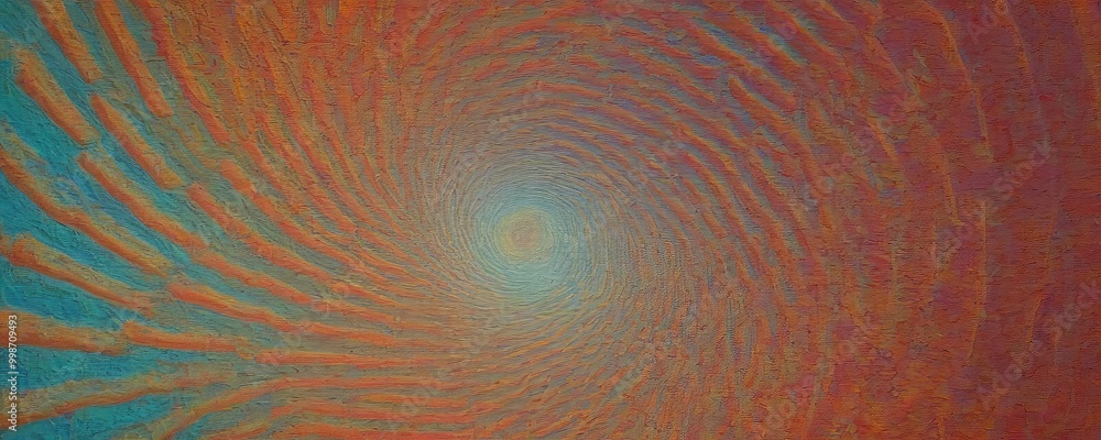 Aufkleber a spiral pattern with a central white circle, surrounded by concentric orange and blue lines that create a sense of depth and movement