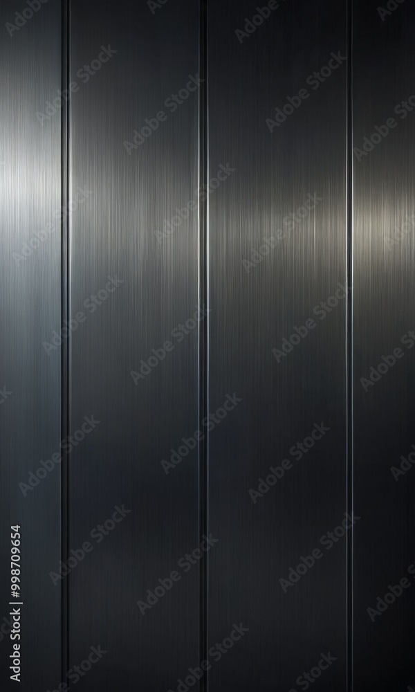 Poster a close-up view dark, metallic surface with a reflective, shiny texture