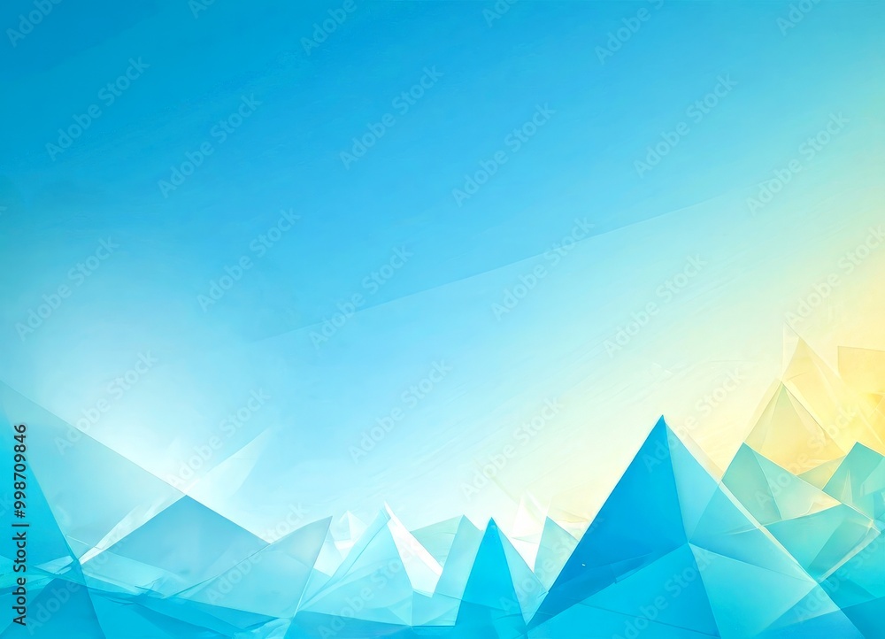 Aufkleber a geometric pattern of blue and yellow triangles, creating a sense of depth and movement
