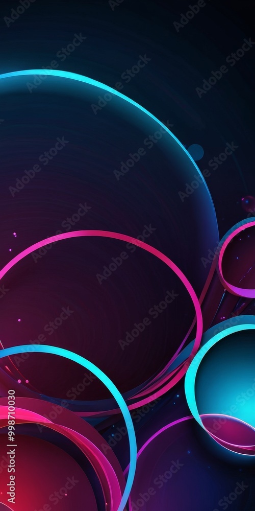 Aufkleber a vibrant abstract composition of overlapping circles in various shades of pink, blue, and purple, c