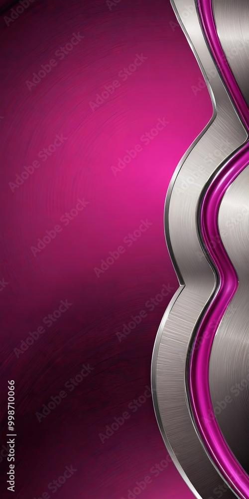 Aufkleber a vibrant abstract design with a gradient of pink and silver colors The design includes curved lines and a metallic texture, creating a dynamic and visually striking composition