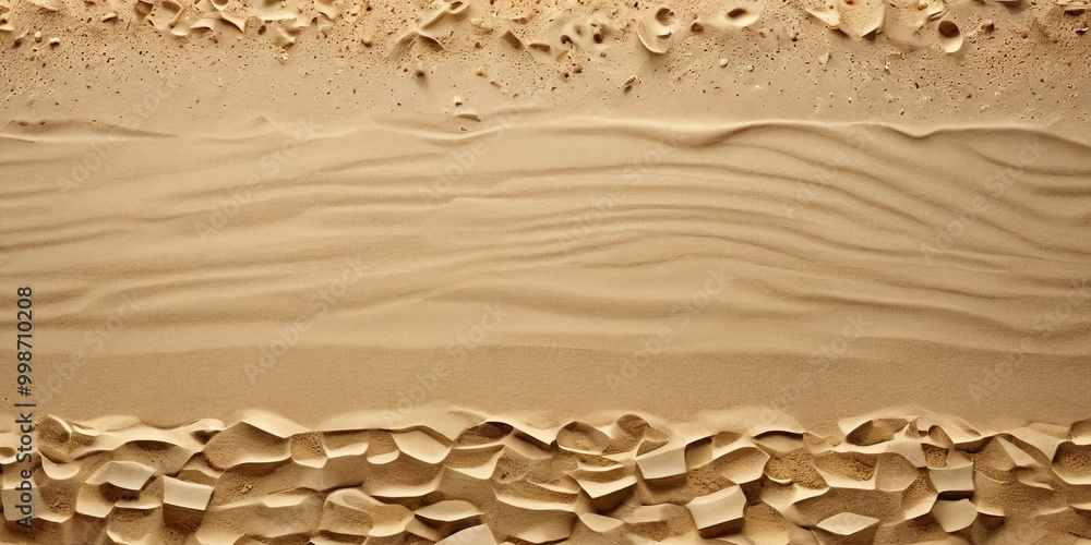 Aufkleber a close-up view sandy beach, with a textured surface and small rocks scattered across it