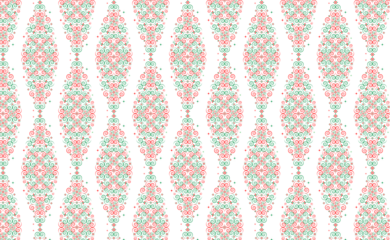 Hmong ethnic fabric patterns are spiral lines connected in shapes and flowers, which combine traditional and modern designs, used in clothing design.