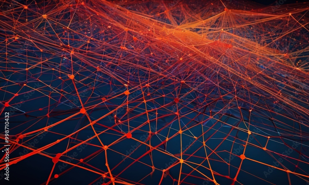 Leinwandbilder a complex network of interconnected lines and dots, creating a visually striking abstract pattern The lines and dots are arranged in a diagonal pattern,