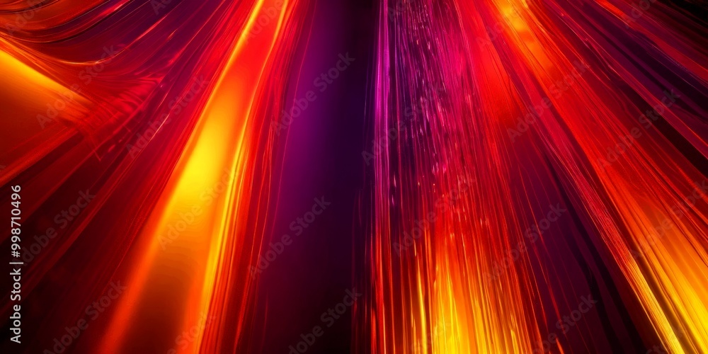 Poster a vibrant abstract composition of intersecting lines and curves in a fiery spectrum of red, orange, and yellow hues, creating a dynamic and energetic visual effect