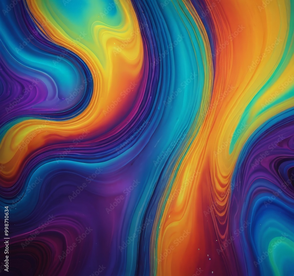 Poster a vibrant abstract pattern with swirling, multicolored lines and curves, creating a mesmerizing visual effect