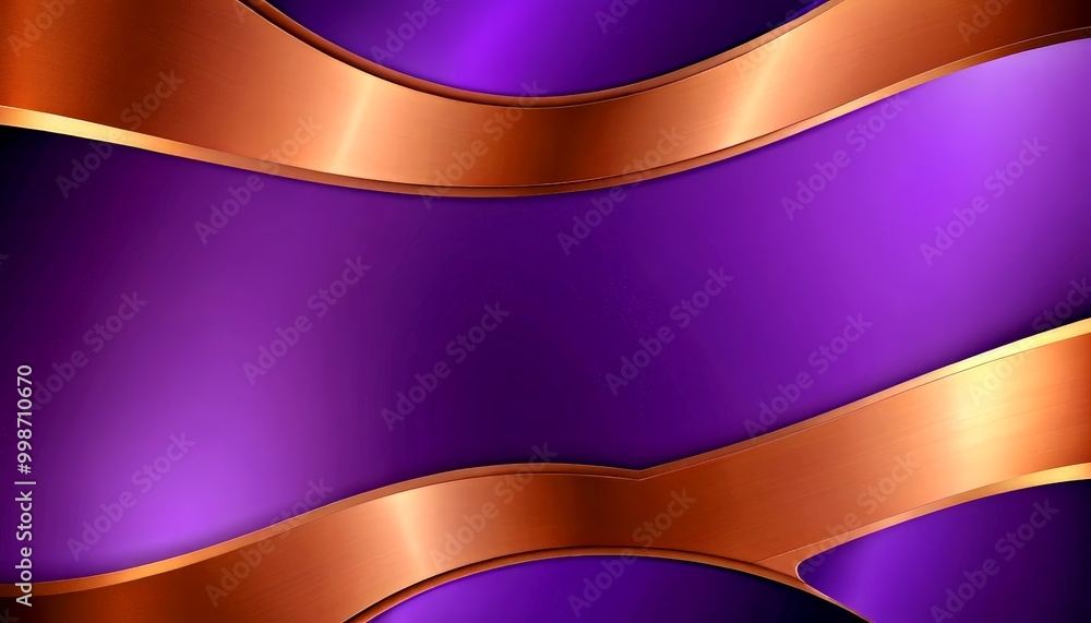 Poster a purple background with a metallic gold ribbon design the ribbon is composed of curved lines and ha