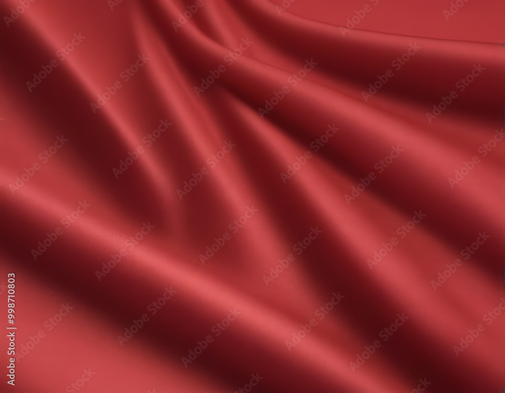 Poster a close-up view red satin fabric, with its folds and creases creating a dynamic and flowing texture