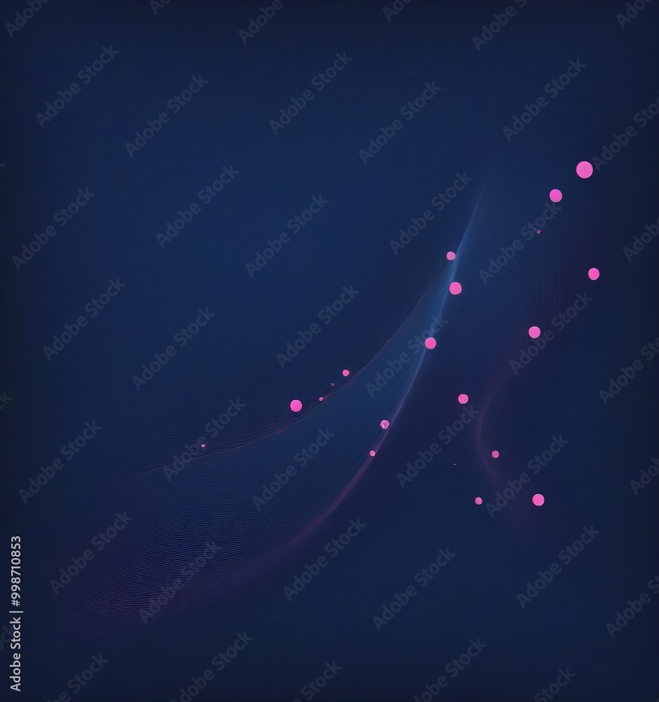 Poster a dark blue background with a curved line of pink dots, creating a sense of movement and energy