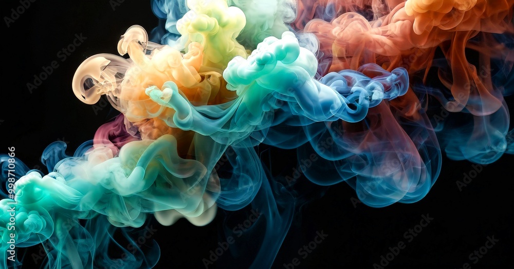 Aufkleber colorful smoke swirls and dances against a black background, creating a mesmerizing and dynamic visu