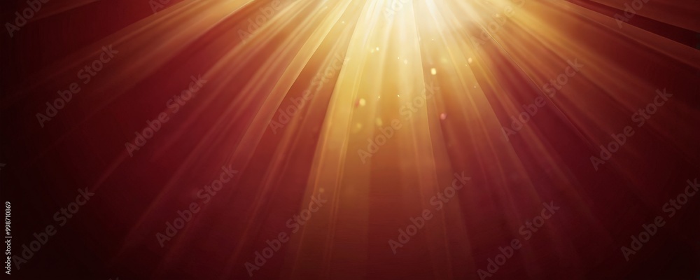 Poster a vibrant, abstract background with radiating light rays in shades of red and orange, creating a dyn