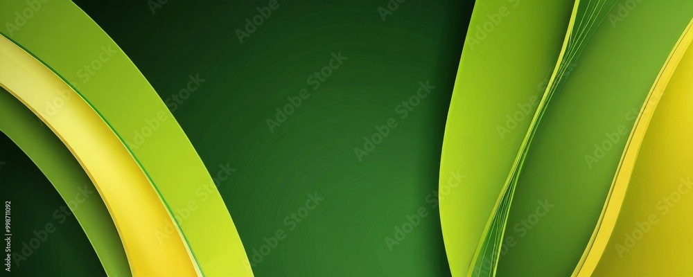 Aufkleber a vibrant abstract composition of overlapping curved lines in various shades of green and yellow, creating a dynamic and visually striking effect