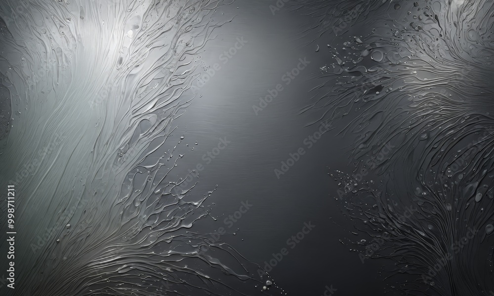Poster a close-up view textured surface with a dark, moody color palette The surface appears to be made material that resembles metal or glass, with a pattern of lines