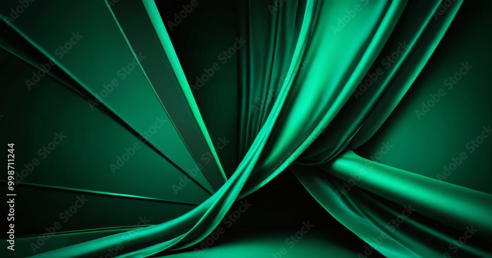 Aufkleber a dark green background with a curving, flowing fabric draped across it, creating a sense of movemen