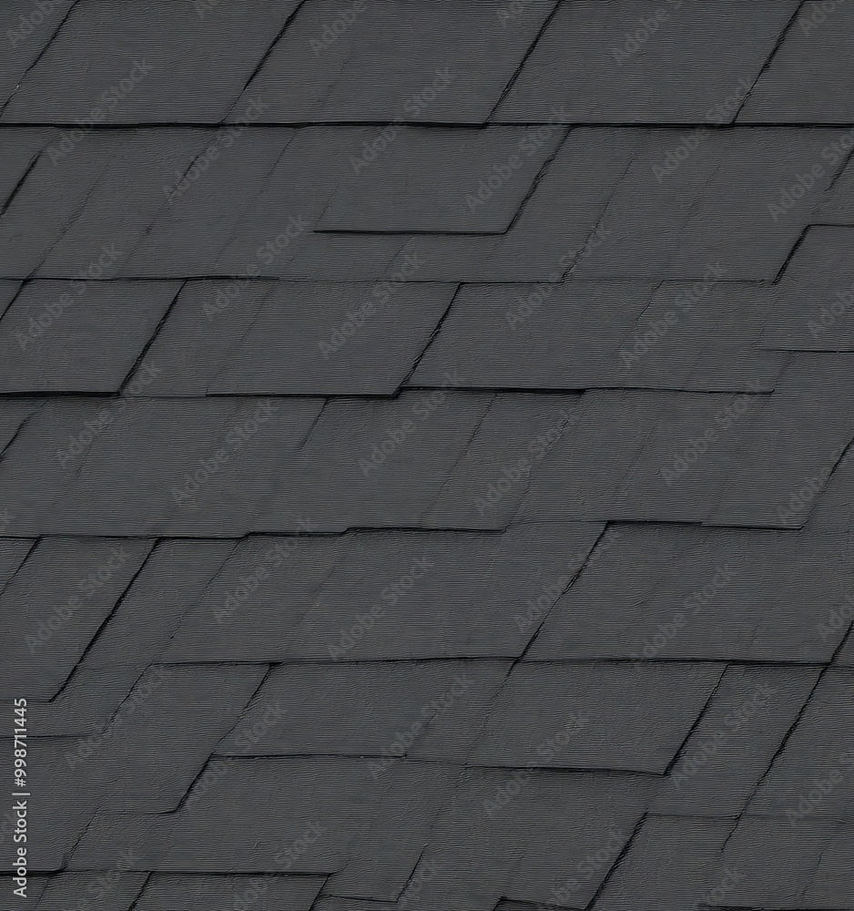 Poster a close-up view dark gray shingled roof, with the overlapping shingles creating a textured pattern