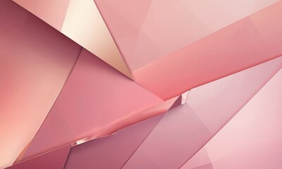 a geometric abstract composition of overlapping triangular shapes in various shades of pink and peach, creating a visually striking and dynamic pattern
