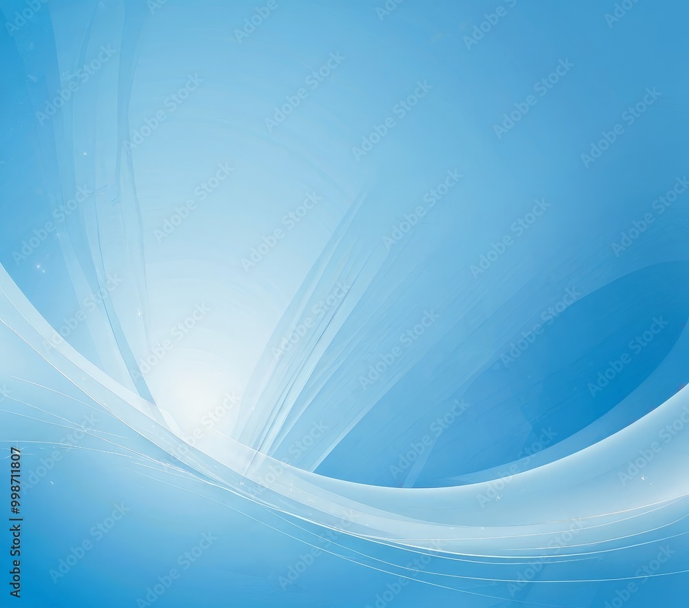 Fototapete a serene, abstract blue background with a wave-like pattern and a subtle sun-like effect, creating a calming and tranquil atmosphere