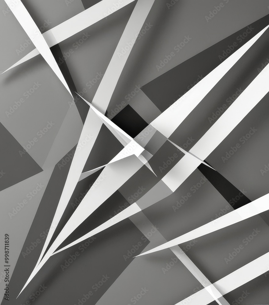 Aufkleber a black and white abstract composition featuring intersecting lines and shapes, creating a dynamic and visually striking pattern