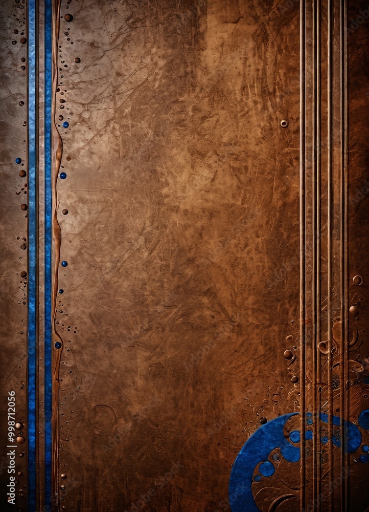 Leinwandbilder a textured brown background with a blue and white striped vertical line running diagonally across th