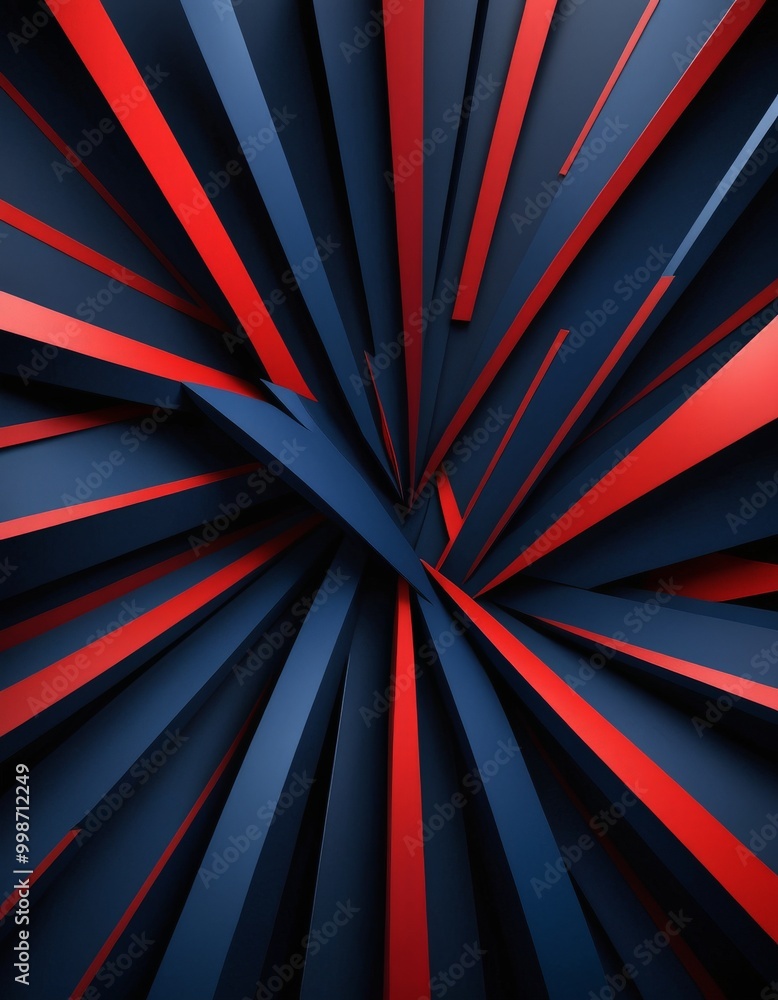 Leinwandbilder a striking abstract composition of intersecting red and blue lines radiating outwards from a central
